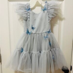 Joyfolie Lyrah Blue Butterfly Tulle Party Flower Dress Girls Size 6